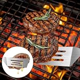 Stainless Steel Spatula Set, 2 pcs for Cast Iron Skillet with Wooden Handle | Metal Spatulas Ideal for Frying Steak, Pancake, Cookie, Burger, Brownie or Desserts