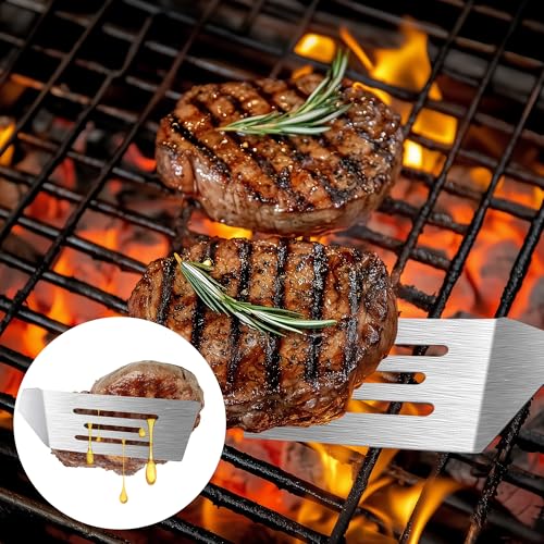Stainless Steel Spatula Set, 2 Pieces Metal Spatula for Cast Iron Skillet, Metal Spatulas for Kitchen Use with Wooden Handle, Ideal for Frying Steak, Pancake, Cookie, Burger, Brownie or Desserts by volikos - Image 5