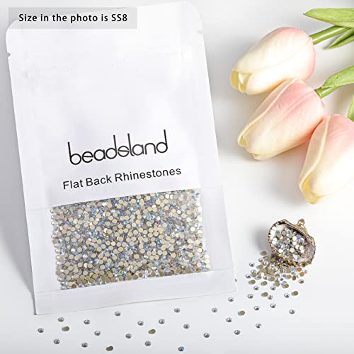 Image of Beadsland 2880pcs Flat Back Crystal Rhinestones Round Gems for Nail Art and Craft Glue Fix, Blue Moonlight,SS8,2.3-2.5mm | Flatback Glass Gems, 2.3-2.5mm, for Nail Art Craft, Glue Fix