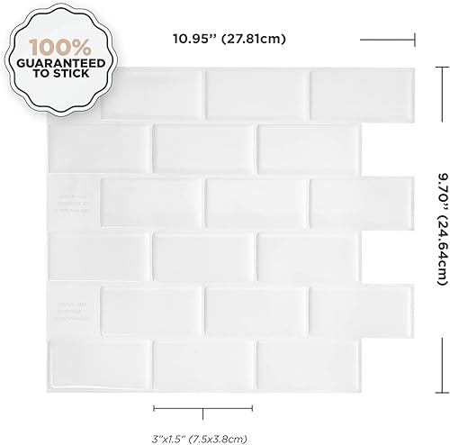 Miniatura 4 de SMART TILES Protector contra salpicaduras para despegar y pegar, 10 hojas de 10.95 x 9.70 pulgadas, adhesivo 3D para cocina, baño, azulejos de