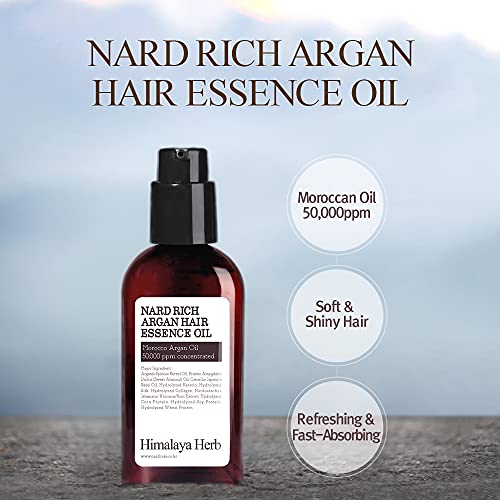 Bouquet Garni Nard Argan Hair Essence Oil - Hair Serum For Damaged Hair Care By Natural Moroco Argan Oil - Shinny Hair And Healthy Scalp - Avocado Oil, Jojoba Seed Oil, Amino Acids - 3.38 Fl. Oz. #TOP1
