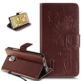 Kompatibel mit Schutzhülle Huawei Honor 5C Hülle Lederhülle Handyhülle,Prägung Liebe Löwenzahn Liebhaber PU Lederhülle Handyhülle Tasche Handytasche Flip Wallet Ständer Schutzhülle,Braun