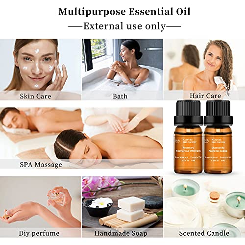 Chamomile Rosemary Essential Oils Set 100% Pure Chamomile Oils For Diffuser & Aromatherapy, Skin Care, Hair, Bath, Massage #TOP5