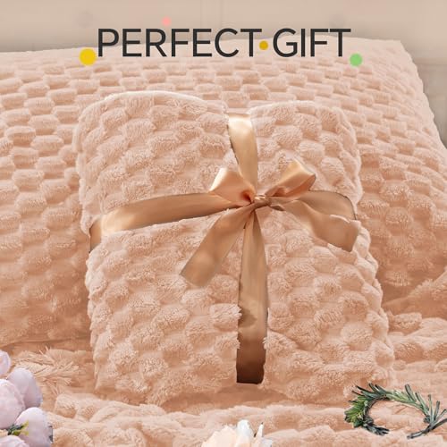 BEDELITE Fluffy Twin Comforter Set - Coral Pink Fleece Soft Comforter for Twin Size Bed, Luxury Warm Bedding Set for Winter, Fuzzy Bed Set 2 Pieces (1 Comforter, 1 Pillowcase)