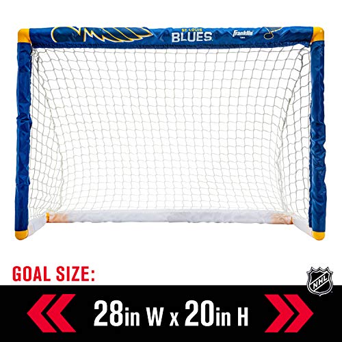 Franklin Sports Louis Blues Mini Hockey Set - Knee Hockey Goal, Ball, & 2 Hockey Stick Combo Set - Mini Goal Net - Nhl Official Hockey Set , St. Louis Blues , 28" X 20" X 12" #TOP2