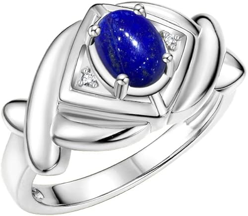 Miniatura 3 de Rylos Anillo de plata de ley XOXO de Hugs & Kisses para mujer, 0.27 x 0.197 pulgadas, piedras preciosas y diamantes, joyería de piedra natal para