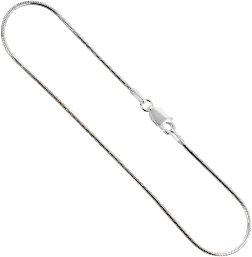 Sterling Silver Snake Chain Ankle Bracelet 0.9mm - 2.5 mm Nickel Free Italy