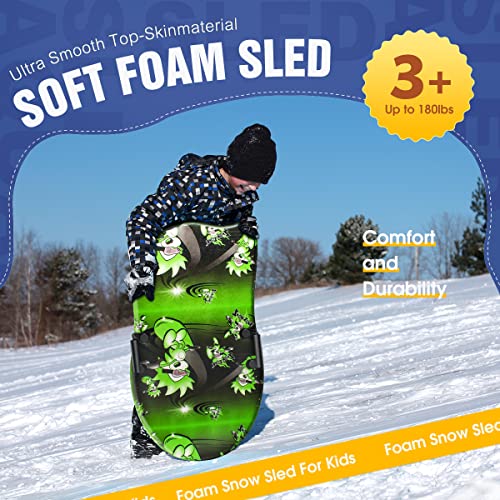 Aquarm Foam Snow Sled For Kids With 2 Sturdy Soft Handles & Slick Bottom, Toboggan Perfect For 3+ Years Old Boys Girls Winter Outdoor Sport Fun (36 Inch) #TOP3
