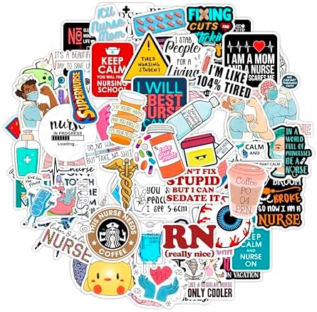 100Pcs Funny Nurse Stickers, Funny Nurse Gifts, Nursing Stickers, Medical Decals for Computer, Cups, Planner Laptop Decals, Gifts for Women & Men