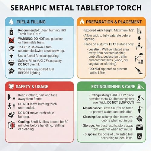 Seraphic Citronella Torch Candles for Outdoor Patio and Deck - 30oz Large Table Top Stainless Steel Metal Burner Torches for Outside, Bronze Finish