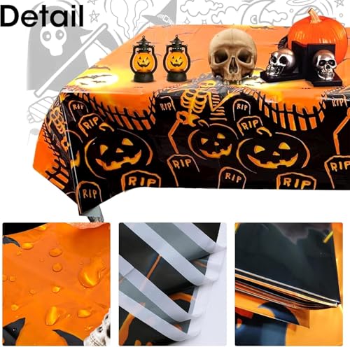 Gruselige Halloween Skelett Tischdecke, 137 x 274 cm - Einweg, für Party & Zu Hause