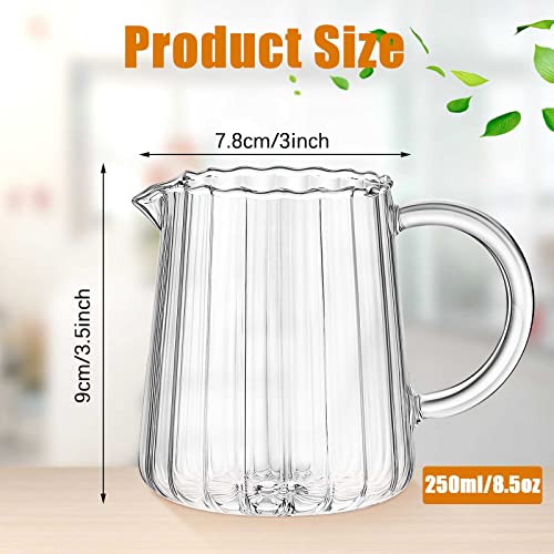 Leinuosen 2 Pcs Glass Pitcher Elegant Shaped Glass Tea Pitcher Coffee Milk Creamer Pitchers Creative Milk Frothing Pitchers Frother Cup Creamer Jug(250 ml,Wave Style)