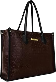 Galaxy Fashion Point Women’s Premium Crocodile Pattern Large Tote Bag | Stylish Brown Shoulder Handbag for Office, Travel... Price In India