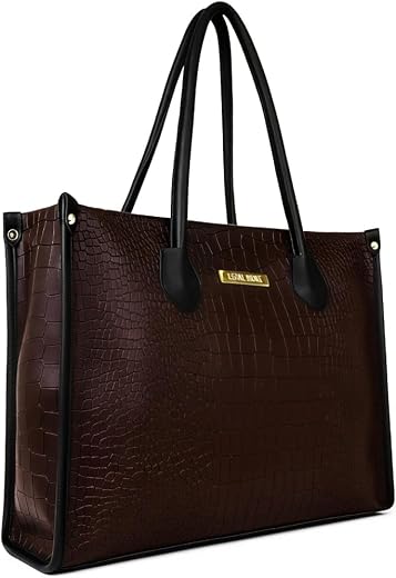 Galaxy Fashion Point Women’s Premium Crocodile Pattern Large Tote Bag | Stylish Brown Shoulder Handbag for Office, Travel...