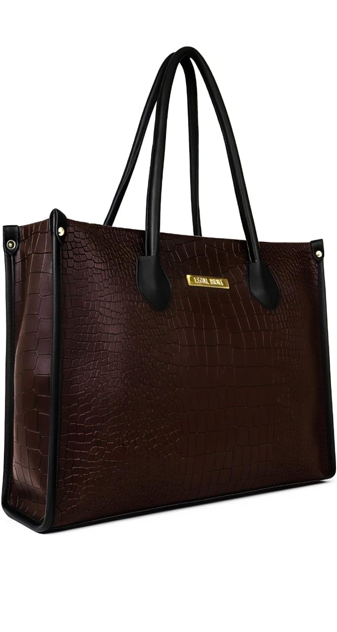 Galaxy Fashion Point Women’s Premium Crocodile Pattern Large Tote Bag | Stylish Brown Shoulder Handbag for Office, Travel & Daily Use | Spacious PU Leather Ladies Purse-image-29