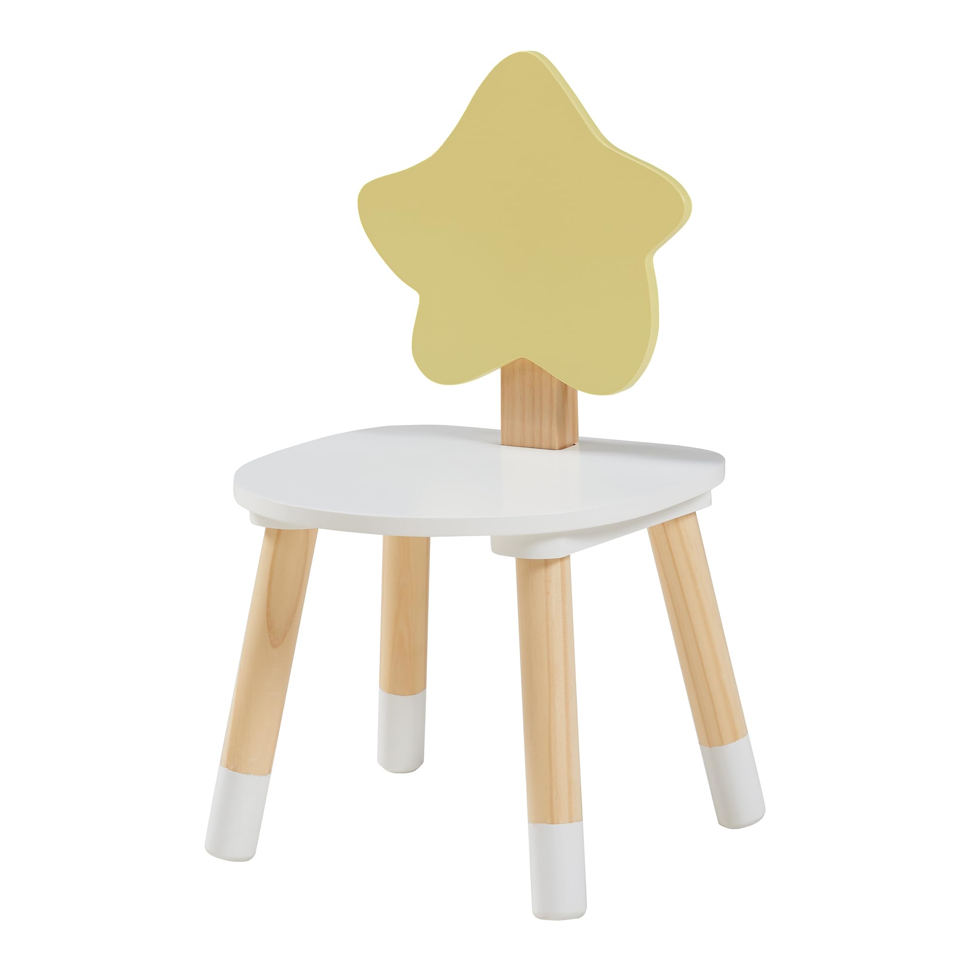 [en.casa] Kinderschreibtisch Set mit Stuhl Lallega Kindertisch Mond- und Stern-Design Schreibtischstuhl mit Rückenlehne Kinderspieltisch Maltisch für Kinder Weiß