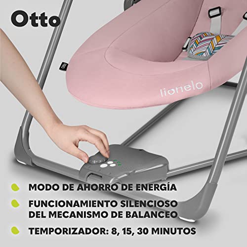 Miniatura 8 de Lionelo Otto Columpio Portátil Para Bebés Hasta 9 Kg, 5 Velocidades De Balanceo, Sistema De Cinturones De Seguridad, Fácil Montaje, Arco De Juguetes Interactivos Ajustable Gris Gris