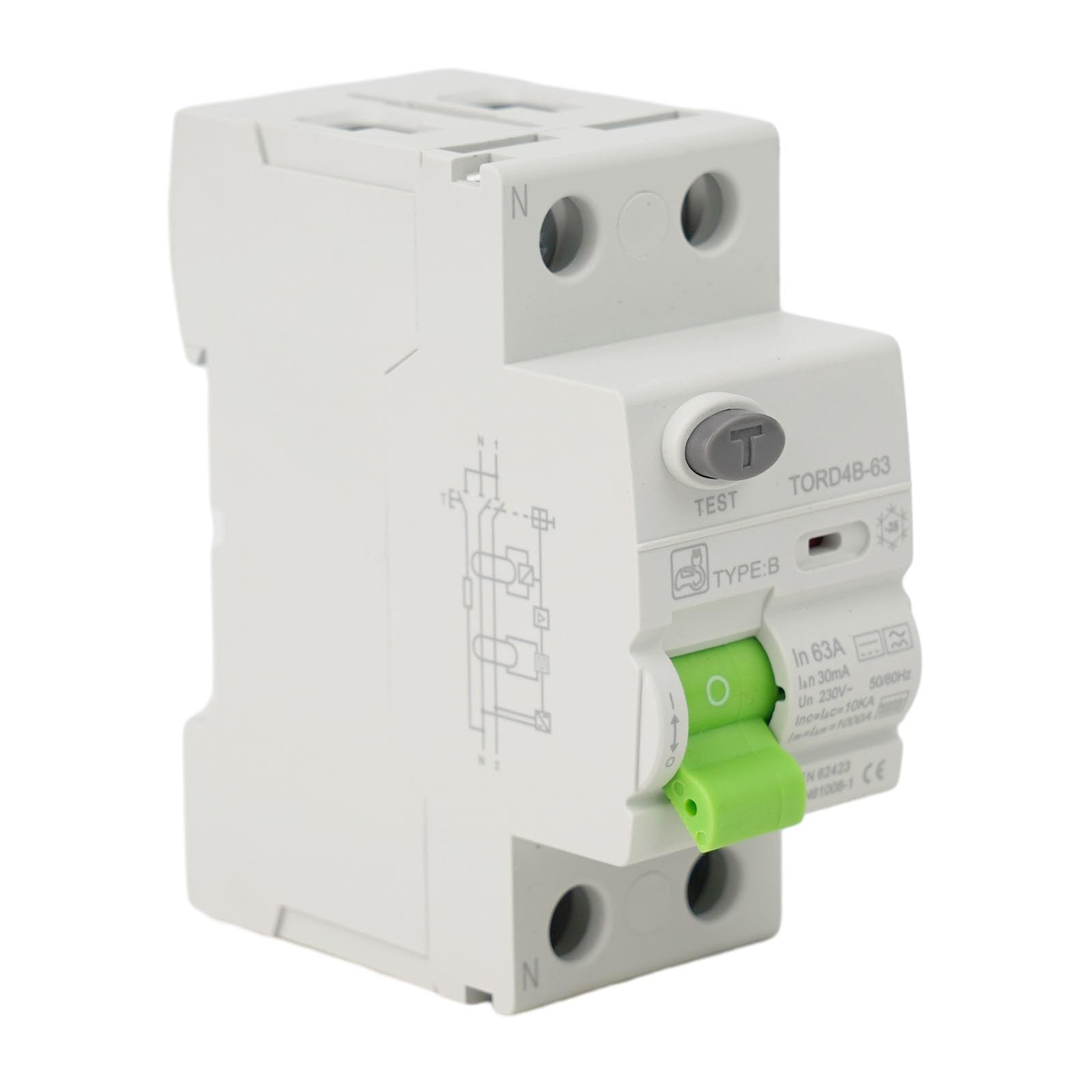 Tipo B RCD Interruttore 2P 63A 30mA 6kA DC RCCB EV Ricarica Stazione Pila Guasto a Terra per Protezione Sicurezza Elettrica