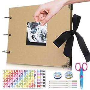 Jeteven Fotoalbum zum Selbstgestalten, 80 Seiten Scrapbook Fotoalbum DIY Fotobuch, Vintage Spiralalbum Sammelalbum…