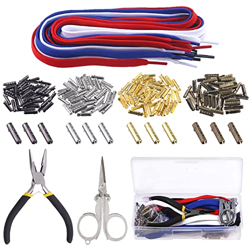 Swpeet Metallskosnören spetsar aglets legering skosnören spetsar sladdar slut, Färger, 45.5 EU