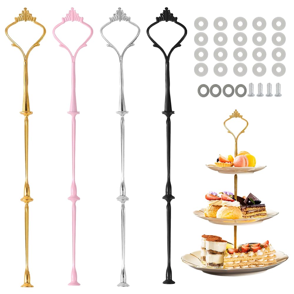 Allecto Premium - 6-delige Etagèrestangen Set 3 Etages Vintage Metaal Goud Zilver Taarthouder Bruidstaart Taartstandaard