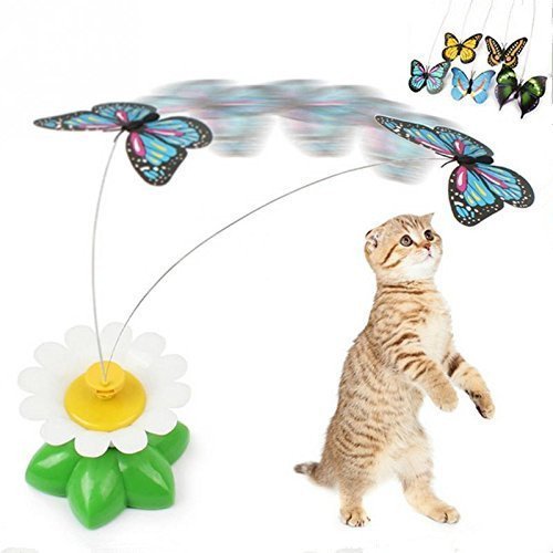 Amoy.B Papillon Volant électrique Autour du Jouet de Chat de Fleurs Jouet électrique Chat drôle Petit Jouet interactif de Chat * 1