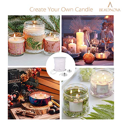 image for BEADNOVA Braided Candle Wick Spool with Candle Wick Base Set 200 ft Co