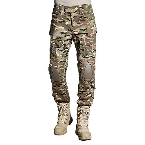 SINAIRSOFT Tactical Pants with Knee Pads Army Airsoft Combat BDU Pants Multicamo (Pants,Medium)