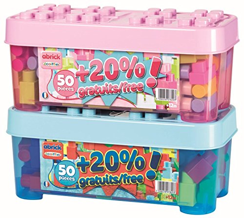Abrick - Barril con 50 piezas de construcción + 20% de regalo - Surtidos rosa y azul (Smoby 7820) Cover