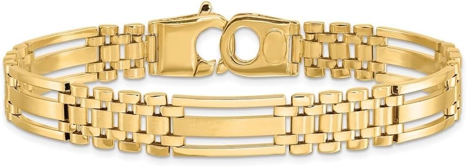Diamond2Deal 14k Yellow Gold and Satin Mens Link Bracelet 8.75"