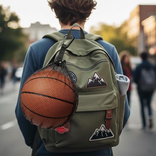 MmotZsb Volleyball Zubehör, Handball Zubehör, Ballnetz, 6-teiliges Set, Netzbeutel für Ballsportarten, 100 Gramm Netzstoff, 25,5 x 30,5 cm, 3 Metallfarben