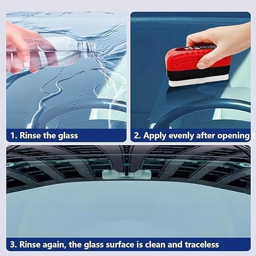 Image of Oil Film Cleaning Brush for Car Glass | Powerful Windshield Cleaner & Oil Film Remover | Glass Cleaning Board for Clear View, Anti-Fog & Enhanced Driving Visibility pack of 1