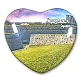 España Pamplona - Imán para nevera, pegatinas decorativas para nevera, recuerdo de viaje, cristal en forma de corazón