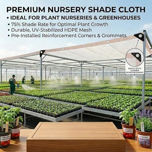 Filet d'ombrage blanc 75% anti-UV 2.5x6m pour serre et jardin