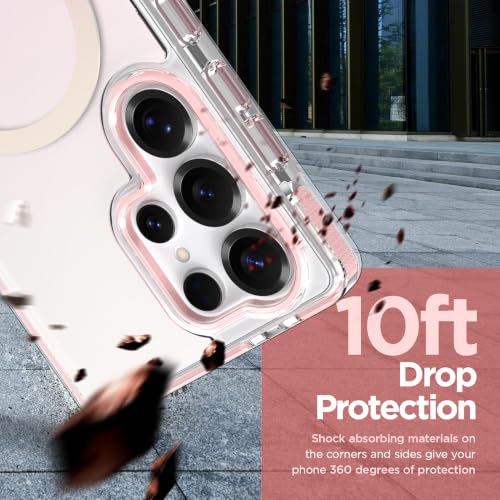 Image of Magnetic Case for Samsung Galaxy S25 Ultra [Compatible with Magsafe] [Anti-Yellowing] [1 Screen Protector] Slim Clear Iridescent Case for Galaxy S25 Ultra 6.9 inch, Pink