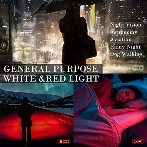 Metii Upgraded Red Flashlight, Bright White &High/Low Power Red Light Options With Memory, Zoom Lens, Portable Small Led Torch Waterproof For Pilot, Aviation, Astronomy, Night Vision #TOP6