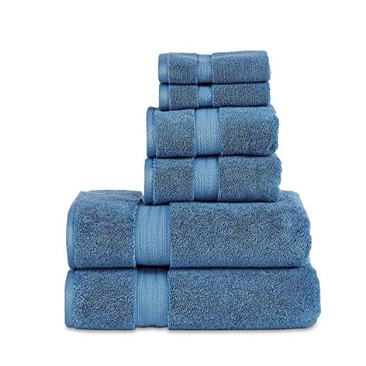 804 GSM 6 Piece Towels Set, 100% Cotton, Premium Hotel & Spa Quality, Highly Absorbent, 2 Bath 27” x 54”, 2 Hand Towel 16” x 28” and 2 Wash Cloth 12” x 12”. Blue Color