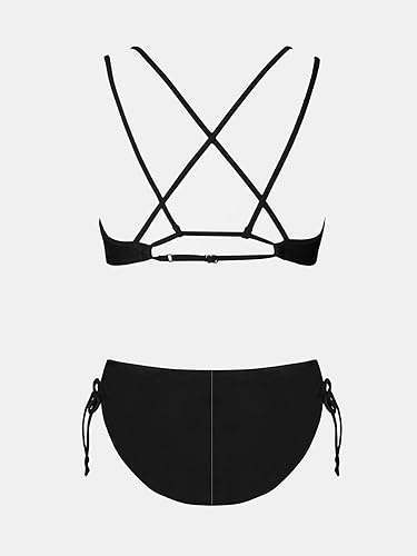 Miniatura 6 de CUPSHE Traje de baño de dos piezas para mujer, traje de baño con tirantes cruzados en la espalda y tirantes delgados dobles