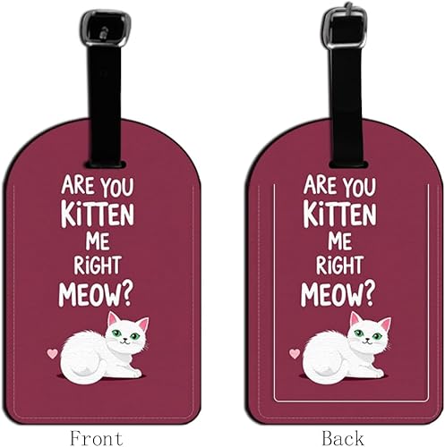Miniatura 6 de are You Kitten Me Right Meow - Etiqueta de identificación de equipaje de gato, tarjetas de cuero para viaje, etiqueta de nombre de equipaje,