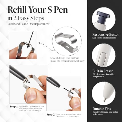 Image of Samsung Galaxy S26 Ultra 5G All Versions Stylus Pen for Android Replacement | Compatible Stylus Pen for Samsung Galaxy S26 Ultra (White), with 5 Extra nibs (Without Bluetooth)