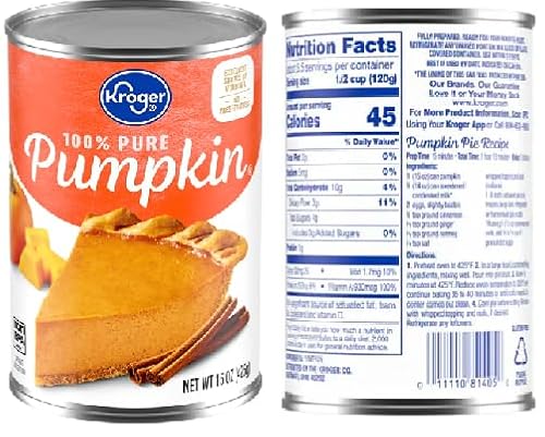 100% Pure Canned Pumpkin (2 Cans, 15 oz. each can)