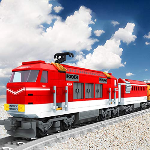 VPPI Technik Zug Eisenbahn Bausatz, City Personenzug Bausteine Modell mit Schienen, 588 Teile City Güterzug… – Bild 5