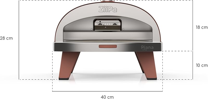 ZiiPa Gázüzemű Pizzasütő Terrakotta 31,5cm Cordierit Kővel Gyors Fűtés