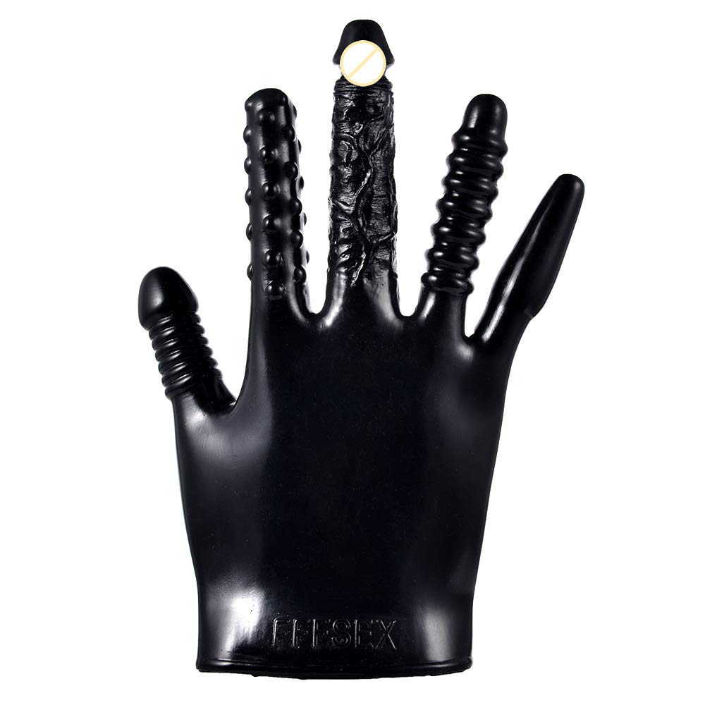 MFMYEE Finger Vibrator Sex Gloves,Finger Vibrating Gloves with Dildo,Female Breast Massage Gloves Clitoral Stimulator,5 Kinds of Ribbed Artificial Penis Flirting Masturbation Adult Sex Toys(Black) : Health & Household