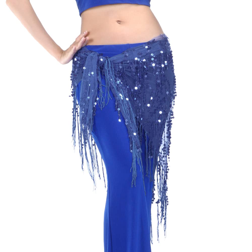 Ceinture à Paillettes Pour Danse Du Ventre - Triangle Avec Franges - Longueur 155 Cm - Taille Unique Ajustable