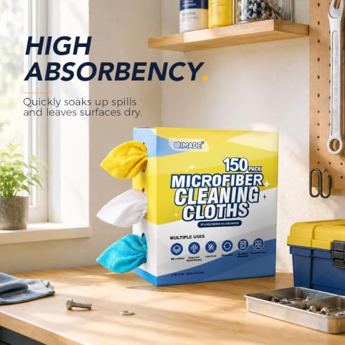 Image of UNIMADE Microfiber Cleaning Cloth, 150 Pack Microfiber Towels for Cars