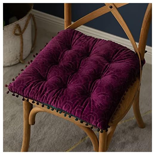 Tjock holländsk fleece kvadratisk sittkudde, med snören glidande vintage soft chair sits kuddar, quiltad sittkudde för matsal stolar, för inomhus soffa 40x40cm,Fuchsia,40 * 40cm