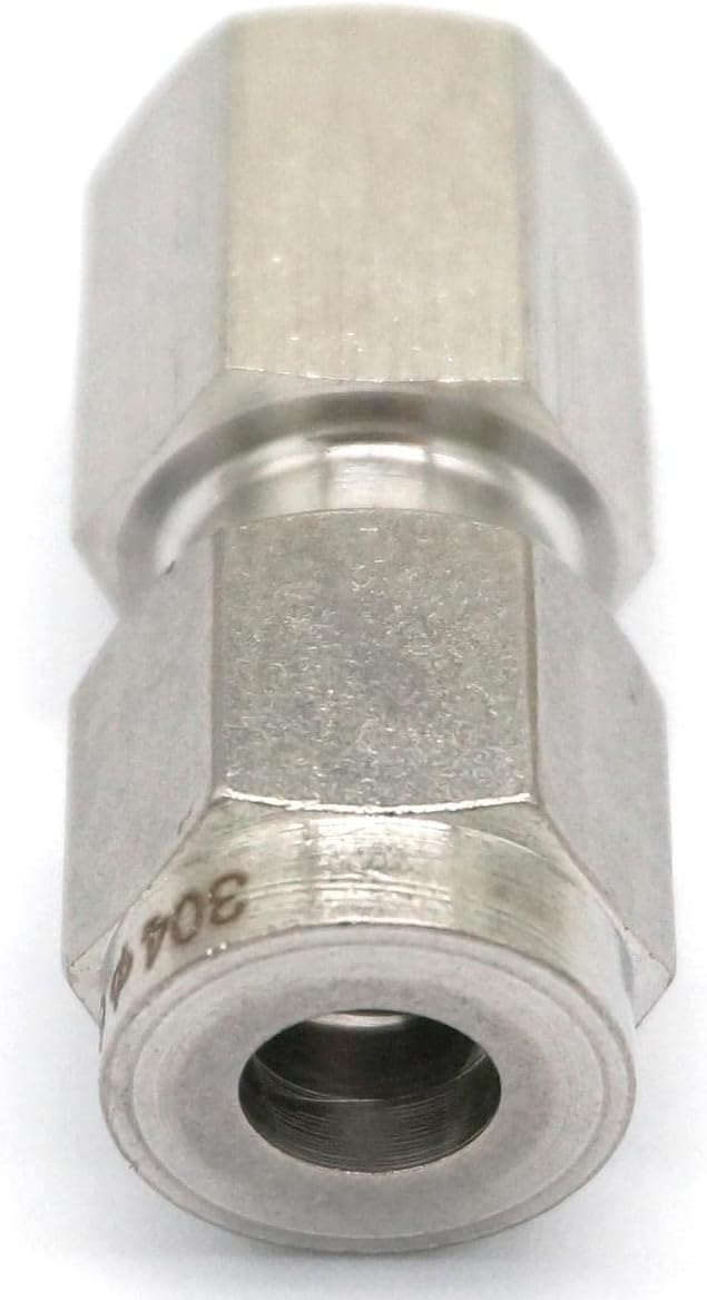 Compatible M10x1mm Metric Female to 6mm OD Tube 304 Stainless Steel Pipe Compression Fitting Union Connector