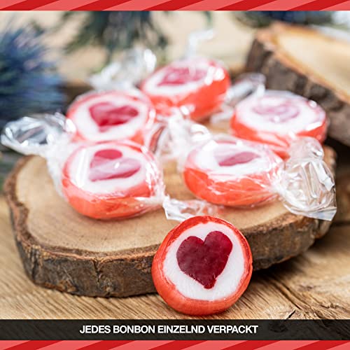 FOOD crew 500g Herzbonbons einzeln verpackt Rot - Rocks Bonbons - Hochzeitsbonbons für Gäste - Tischdeko zu Hochzeit Taufe Valentinstag Muttertag Kommunion - Bonbons Herzen - Herzbonbons Hochzeit