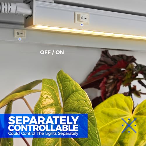 Barrina T5 Pro Led Grow Lights For Indoor Plants Full Spectrum, 2Ft 10W Plant Lights For Indoor Growing With Reflector Cup, Grow Light Lamp With Individual Switch, Yellow thumb #5